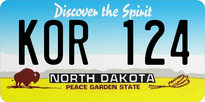 ND license plate KOR124