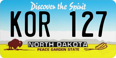 ND license plate KOR127