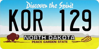 ND license plate KOR129