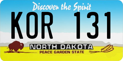 ND license plate KOR131