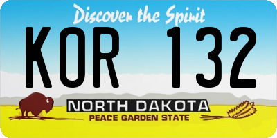 ND license plate KOR132
