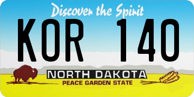 ND license plate KOR140