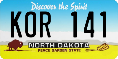 ND license plate KOR141