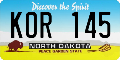 ND license plate KOR145