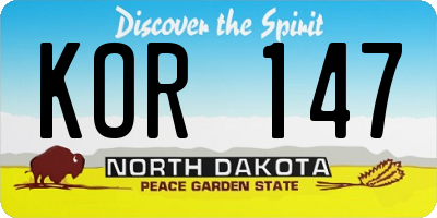 ND license plate KOR147