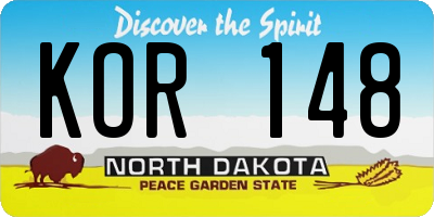 ND license plate KOR148