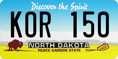 ND license plate KOR150