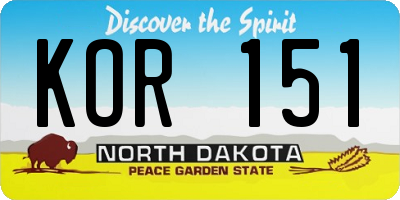 ND license plate KOR151