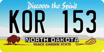ND license plate KOR153