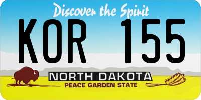 ND license plate KOR155