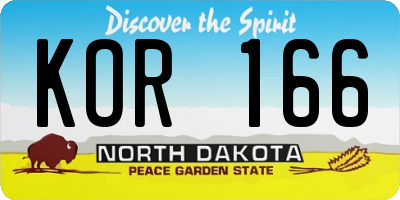 ND license plate KOR166