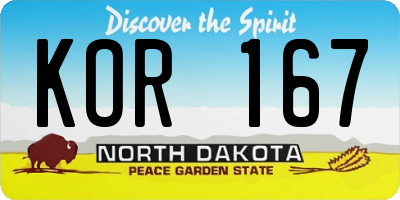 ND license plate KOR167