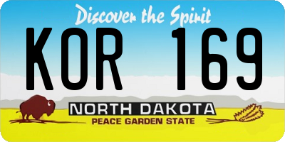 ND license plate KOR169