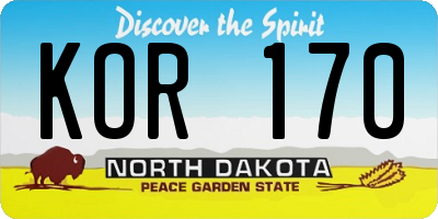 ND license plate KOR170