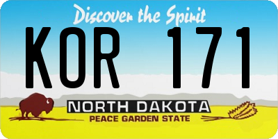 ND license plate KOR171