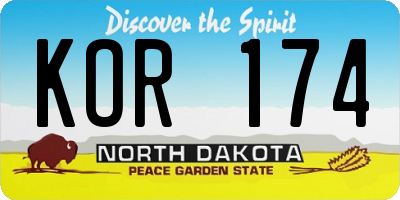 ND license plate KOR174