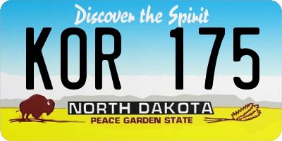 ND license plate KOR175
