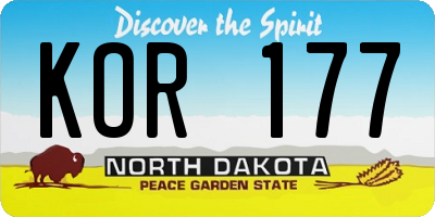 ND license plate KOR177