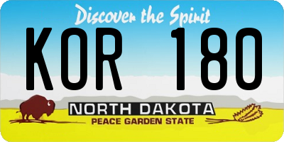 ND license plate KOR180