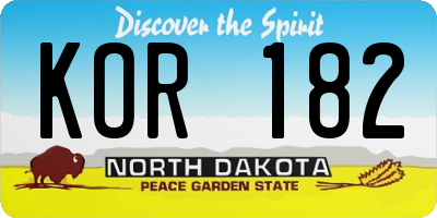 ND license plate KOR182