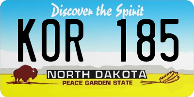 ND license plate KOR185