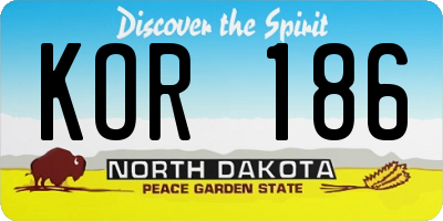 ND license plate KOR186