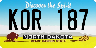 ND license plate KOR187