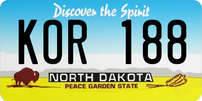 ND license plate KOR188