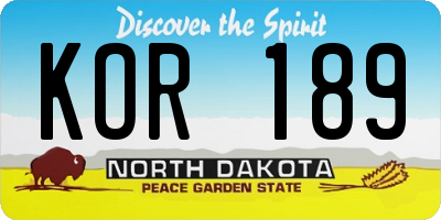 ND license plate KOR189