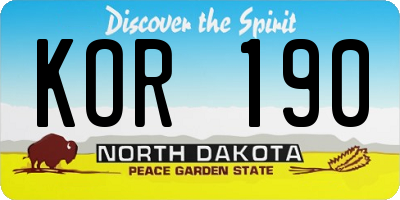 ND license plate KOR190