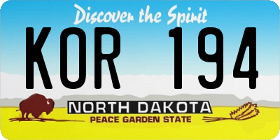 ND license plate KOR194