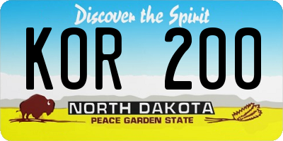 ND license plate KOR200