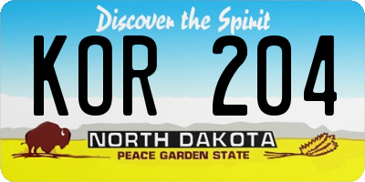 ND license plate KOR204