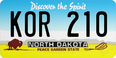 ND license plate KOR210
