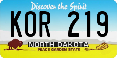 ND license plate KOR219