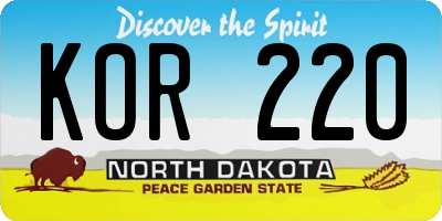 ND license plate KOR220