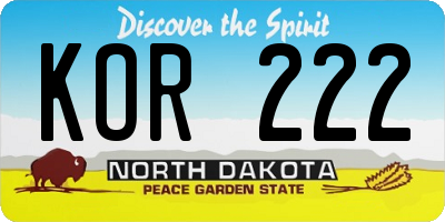 ND license plate KOR222