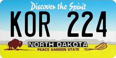 ND license plate KOR224
