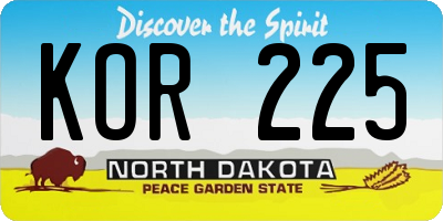 ND license plate KOR225