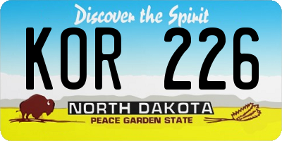 ND license plate KOR226