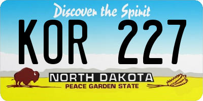 ND license plate KOR227