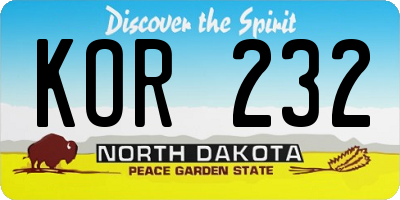 ND license plate KOR232