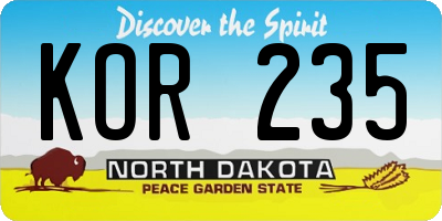 ND license plate KOR235