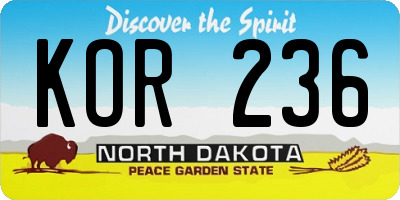 ND license plate KOR236