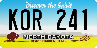 ND license plate KOR241