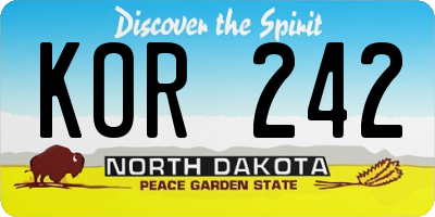 ND license plate KOR242