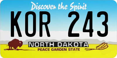 ND license plate KOR243