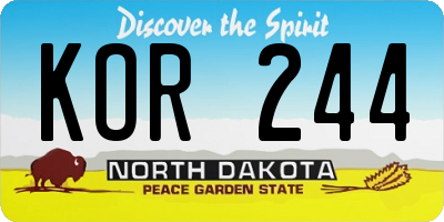 ND license plate KOR244