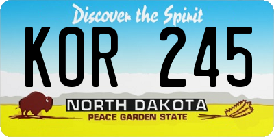 ND license plate KOR245