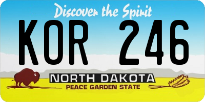 ND license plate KOR246